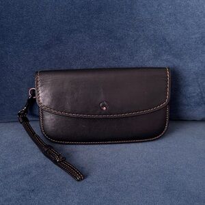 Coach 1941 Wristlet‎ Glove Tanned Leather Clutch Removable Strap Snap Flap Black